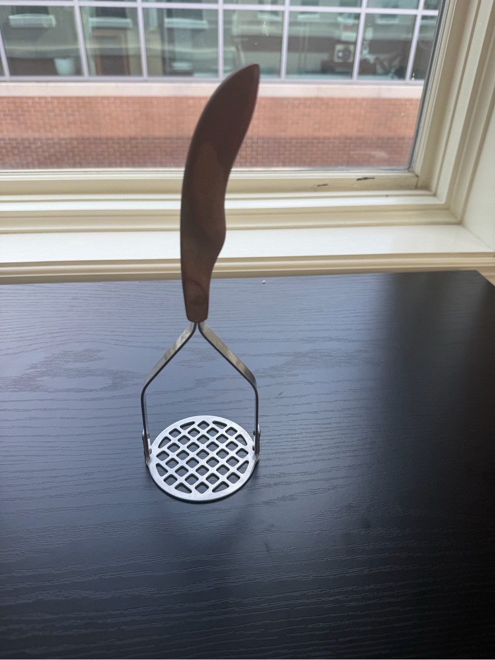 Vintage Cutco Brown-Handled Stainless Steel Potato Masher No 14